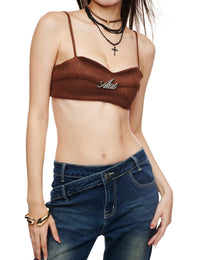 Áo 2 Dây Dáng Ngắn Logo Bạc Baddie Lover Bra Aiai Official