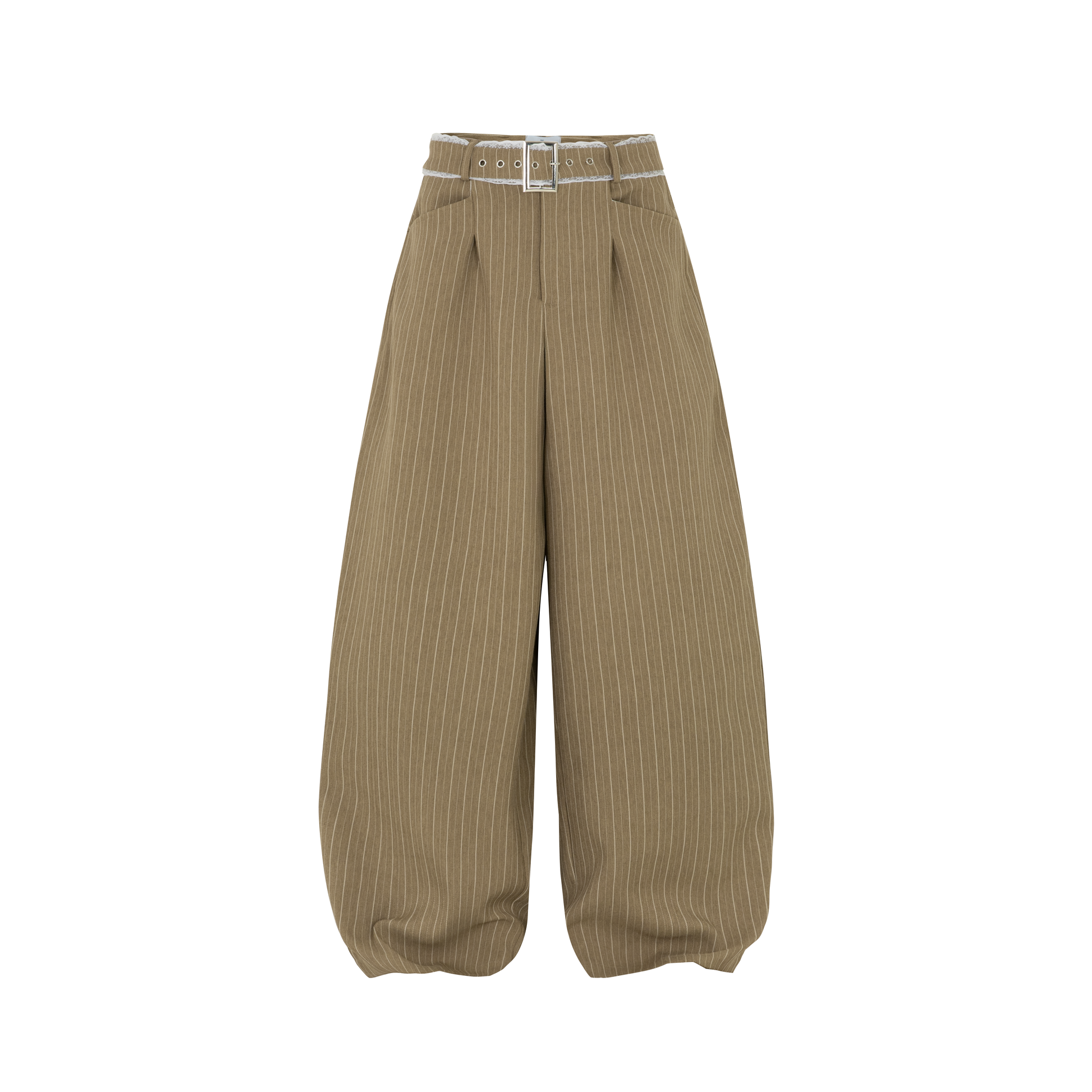 AIAI OFFICIAL &quot;Out of Office&quot; Trousers - Quần dài ống rộng &quot; Out of Office &quot; cạp trễ kẻ sọc thêu logo (kèm thắt lưng)
