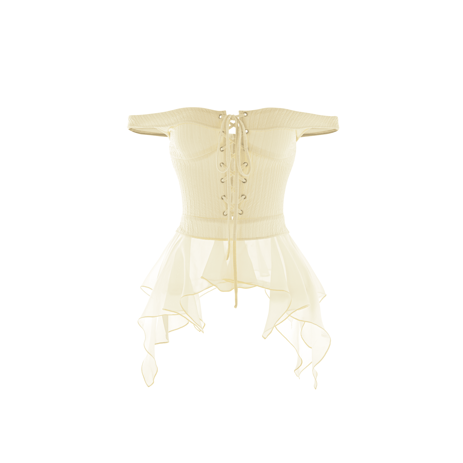 Áo Kiểu Trễ Vai Vạt Bèo Voan Phối Dây Đan CLARA TOP Aiai Official