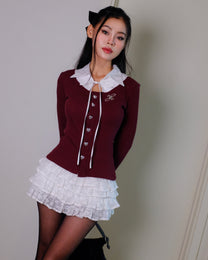 &quot;Ledi&quot; Collar Cardigan AIAI OFFICIAL - Áo cardigan phối cổ sơ mi form ôm tôn dáng