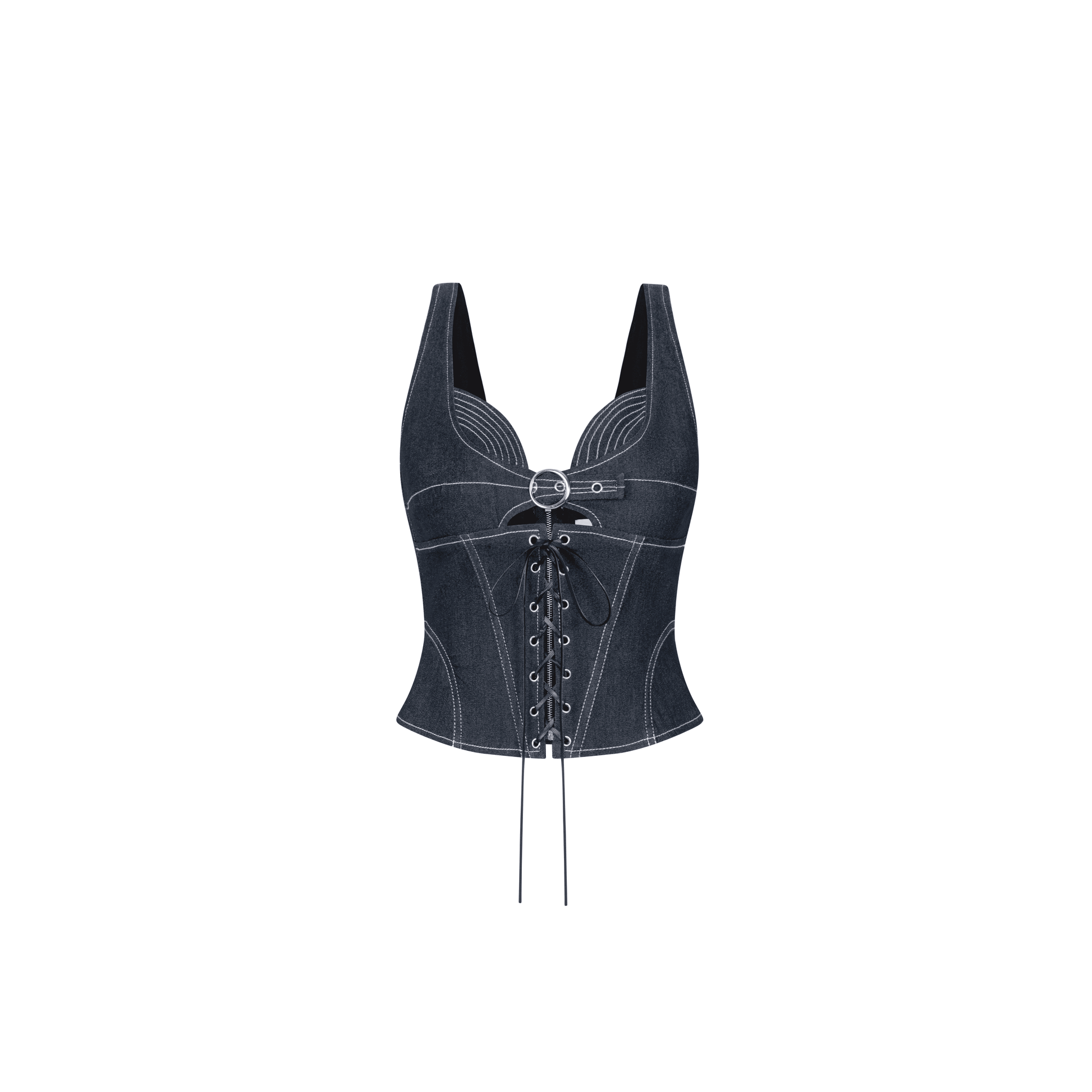 Set Jean Áo Cài Trước Kèm Dây Đan và Chân Váy Chữ A Hai Lưng Phối Đinh Tán NYX JEAN SET Aiai Official