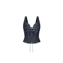 Set Jean Áo Cài Trước Kèm Dây Đan và Chân Váy Chữ A Hai Lưng Phối Đinh Tán NYX JEAN SET Aiai Official