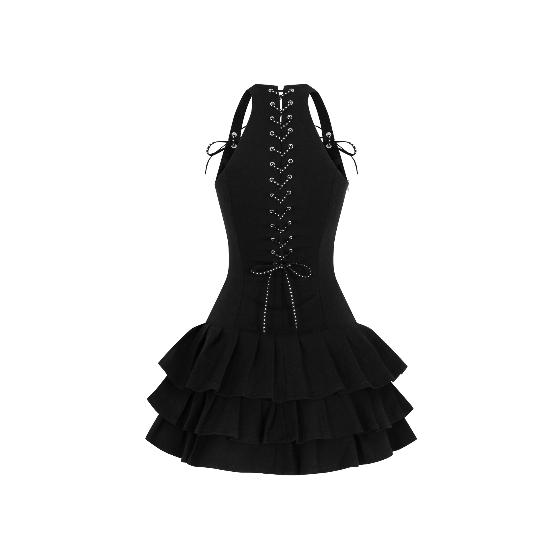 Đầm 2 Dây Xòe Tầng Liliana Dress AIAI OFFICIAL phối dây đan lưng đính đá và logo kim loại