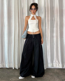 Wide Leg Trousers Quần sọc ống rộng cạp trễ Wide Leg Pinstriped Trousers Aiai Official
