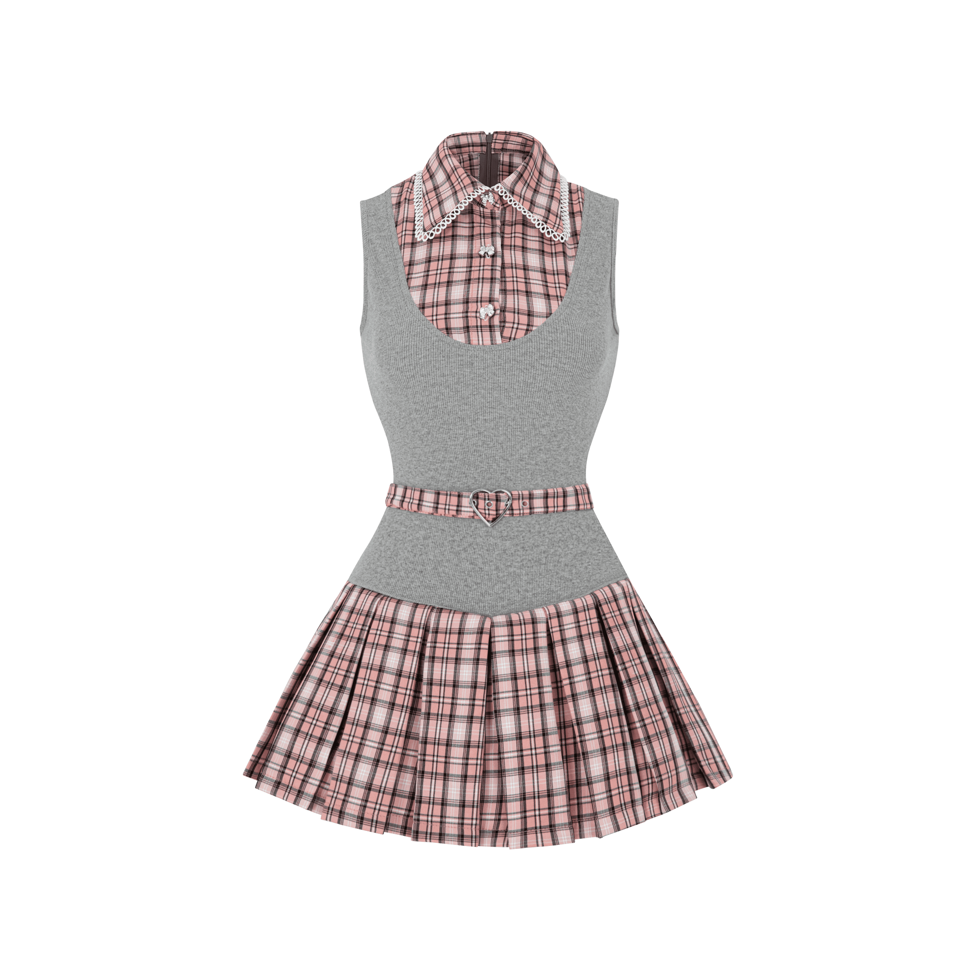 Đầm Cổ Sơ Mi Caro Tầng Xếp Ly Audrey Dress AIAI OFFICIAL Kèm Belt Rời