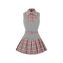 Đầm Cổ Sơ Mi Caro Tầng Xếp Ly Audrey Dress AIAI OFFICIAL Kèm Belt Rời