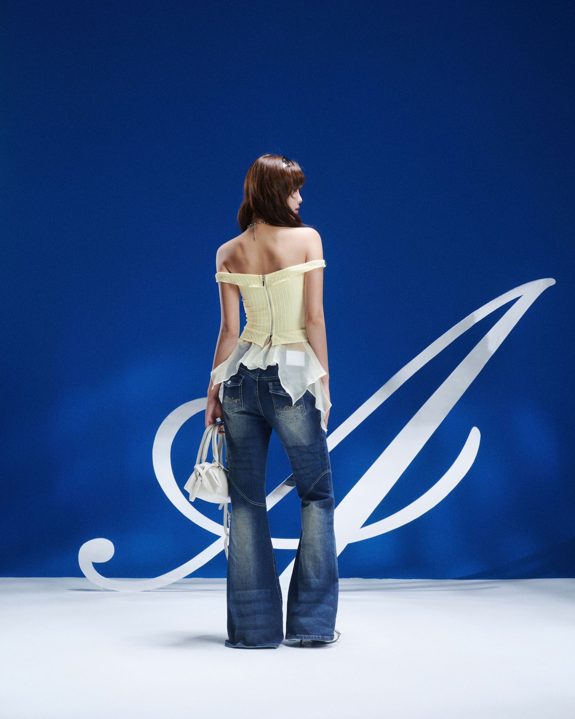 Áo Kiểu Trễ Vai Vạt Bèo Voan Phối Dây Đan CLARA TOP Aiai Official