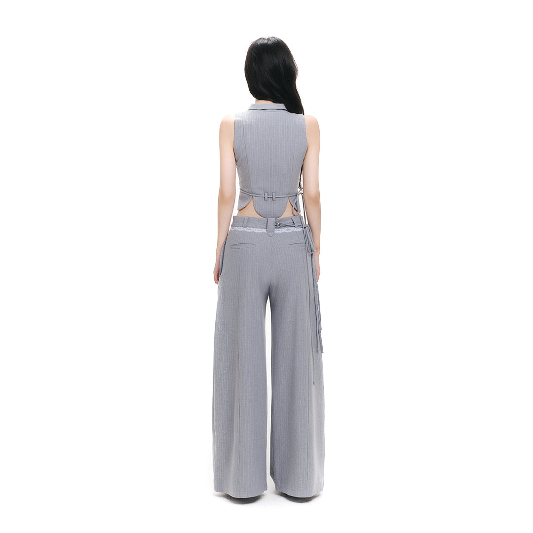 Quần Dài Ống Rộng Phối Ren Cạp Trễ HAZEL TROUSERS AIAI OFFICIAL
