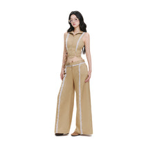 Quần Dài Ống Rộng Phối Ren Cạp Trễ HAZEL TROUSERS AIAI OFFICIAL