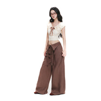 Quần Sọc Ống Rộng Lưng Gập Cạp Trễ SS26 Fold Waist Striped Wide Trousers Aiai Official