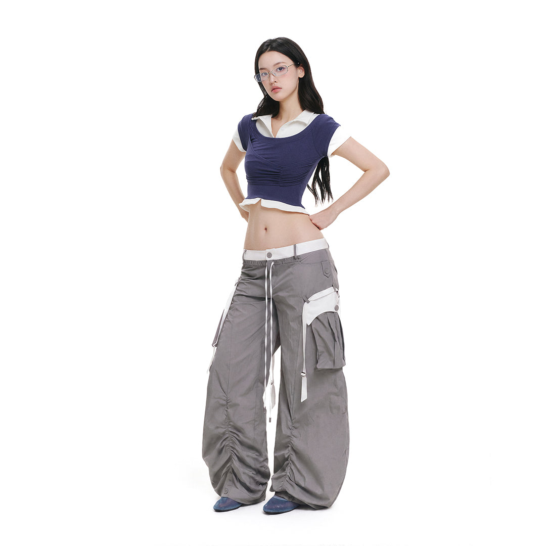 Áo Thun Tay Ngắn Nhún Ngực Cổ Sơ Mi ANNA TOP AIAI OFFICIAL