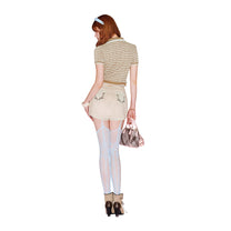 Chân Váy Da Lộn Mini Skirt Thêu Nổi Bật Phối Thắt Lưng Nini Skort AIAI OFFICIAL