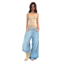 Britney Button Top Áo Corset Napoleon cúc kim loại Aiai Official