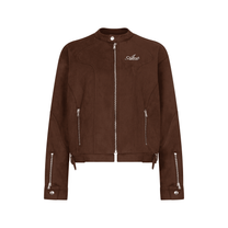 Áo Khoác Da Lộn Logo Kim Loại Aiai Suede Biker Jacket AIAI OFFICIAL