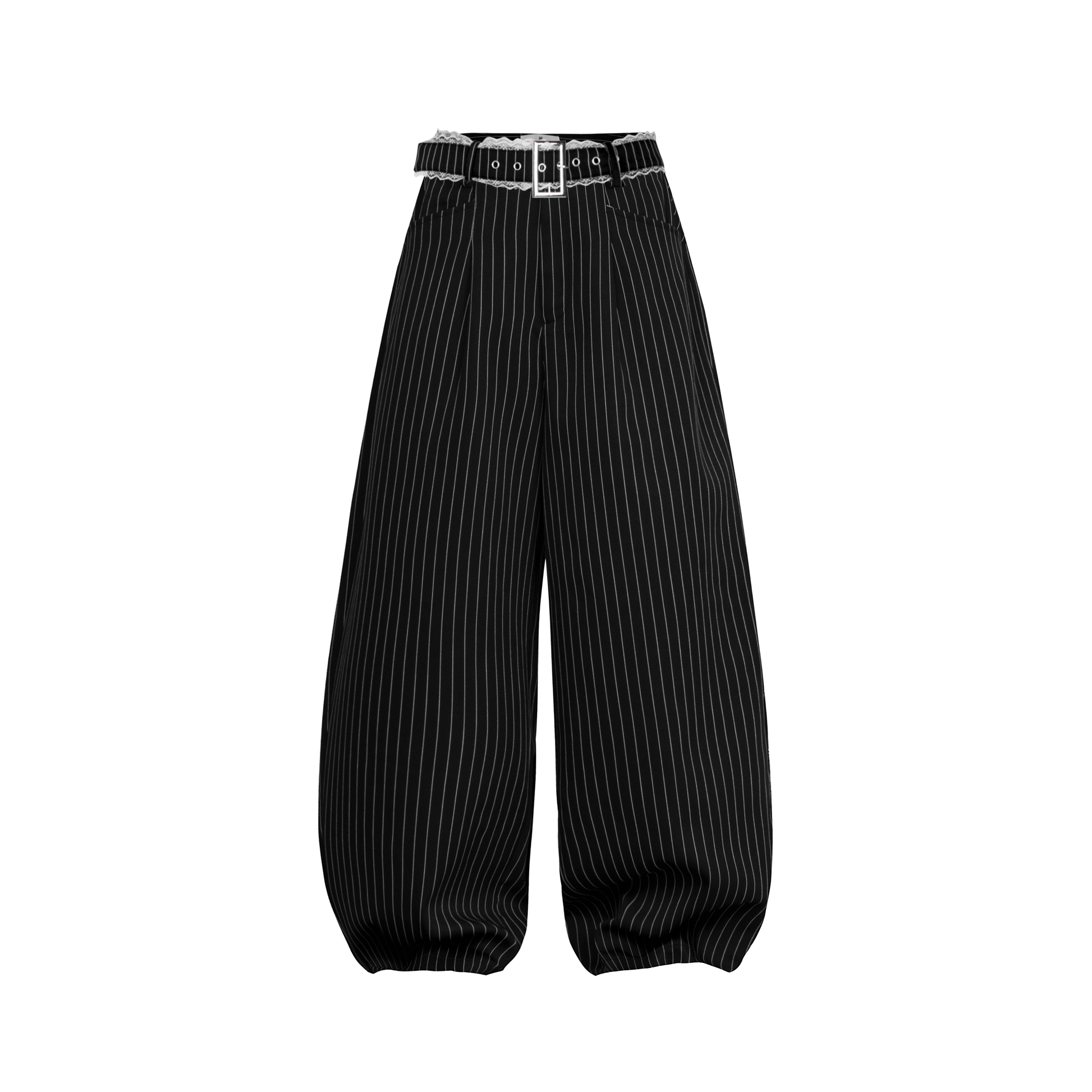 AIAI OFFICIAL &quot;Out of Office&quot; Trousers - Quần dài ống rộng &quot; Out of Office &quot; cạp trễ kẻ sọc thêu logo (kèm thắt lưng)