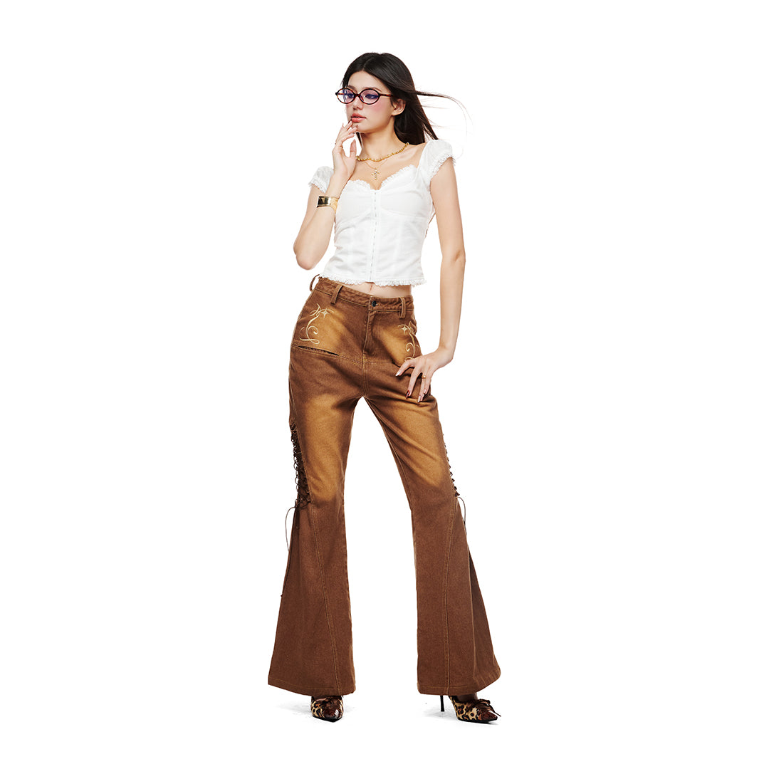 Quần Jeans Nữ Ống Loe Đan Dây Sweet Crush Flare Jeans Aiai Official
