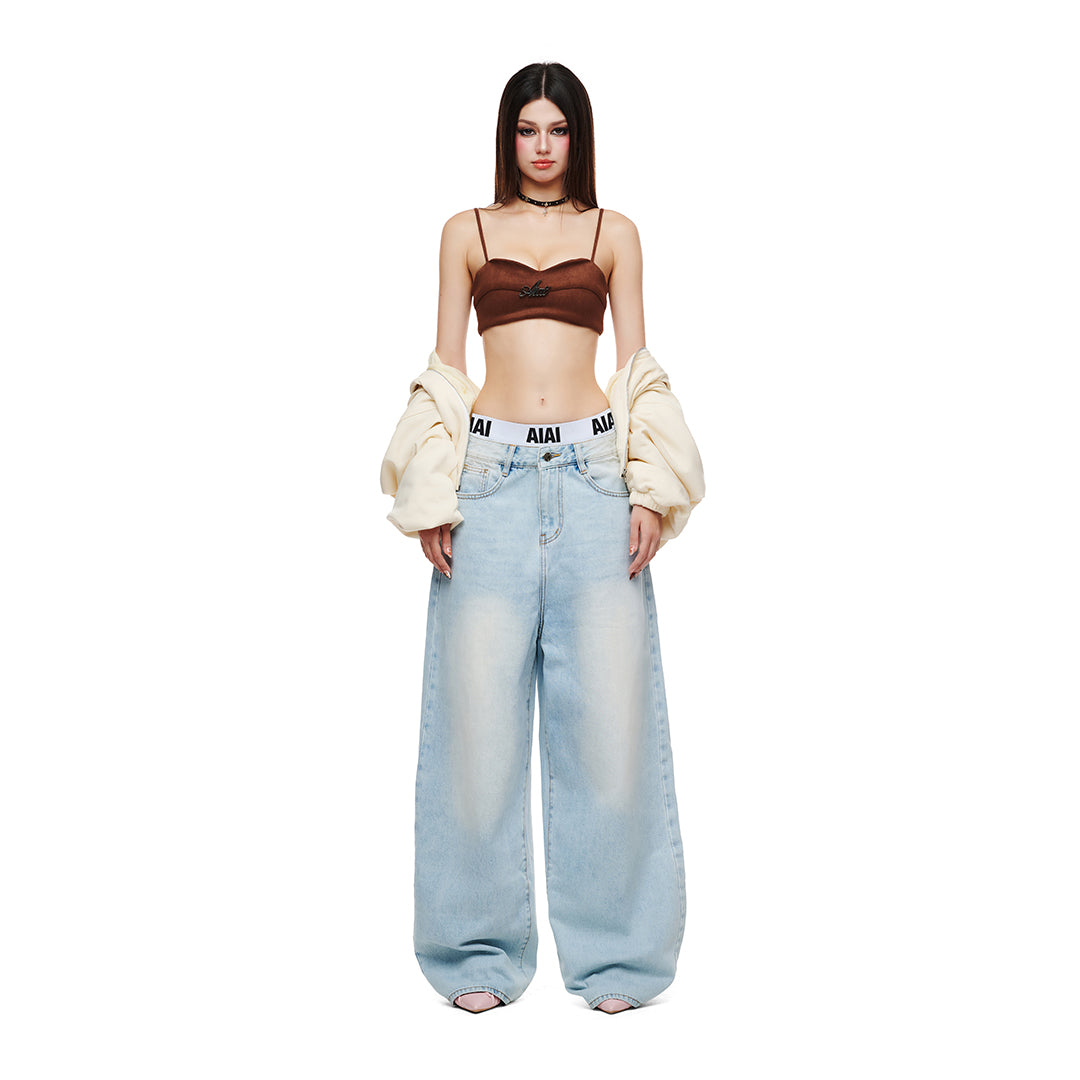 AIAI OFFICIAL Low-rise Jean Wash VERS 2  (quần Jean ống rộng cạp thấp thêu logo)
