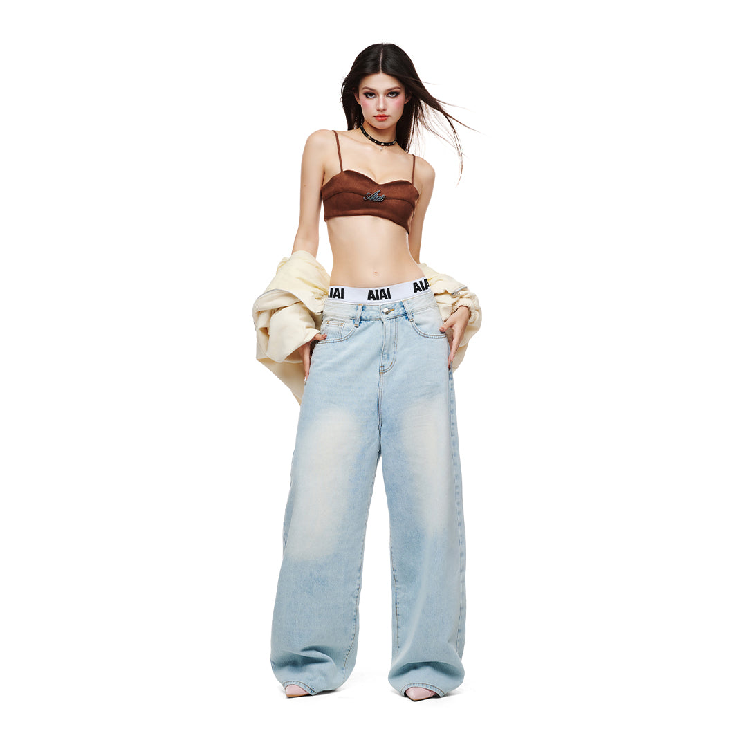 AIAI OFFICIAL Low-rise Jean Wash VERS 2  (quần Jean ống rộng cạp thấp thêu logo)
