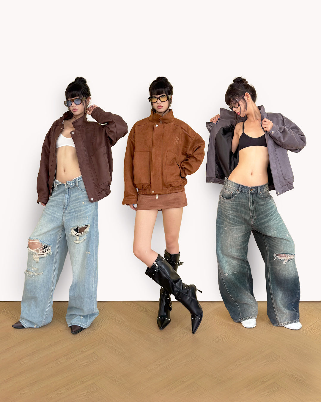 Áo khoác da lộn form vừa thêu logo 3D Aiai Faux Suede Jacket | AIAI Official