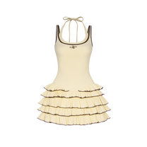 Đầm Thun Cổ Yếm Nhún Tầng Xòe HoneyBae Dress AIAI OFFICIAL - Kèm Quần Bảo Hộ