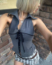 Áo Sơ Mi Cổ Yếm Dáng Gile Phối Nơ Ivy Halter Top AIAI OFFICIAL – Form Ôm Tôn Dáng