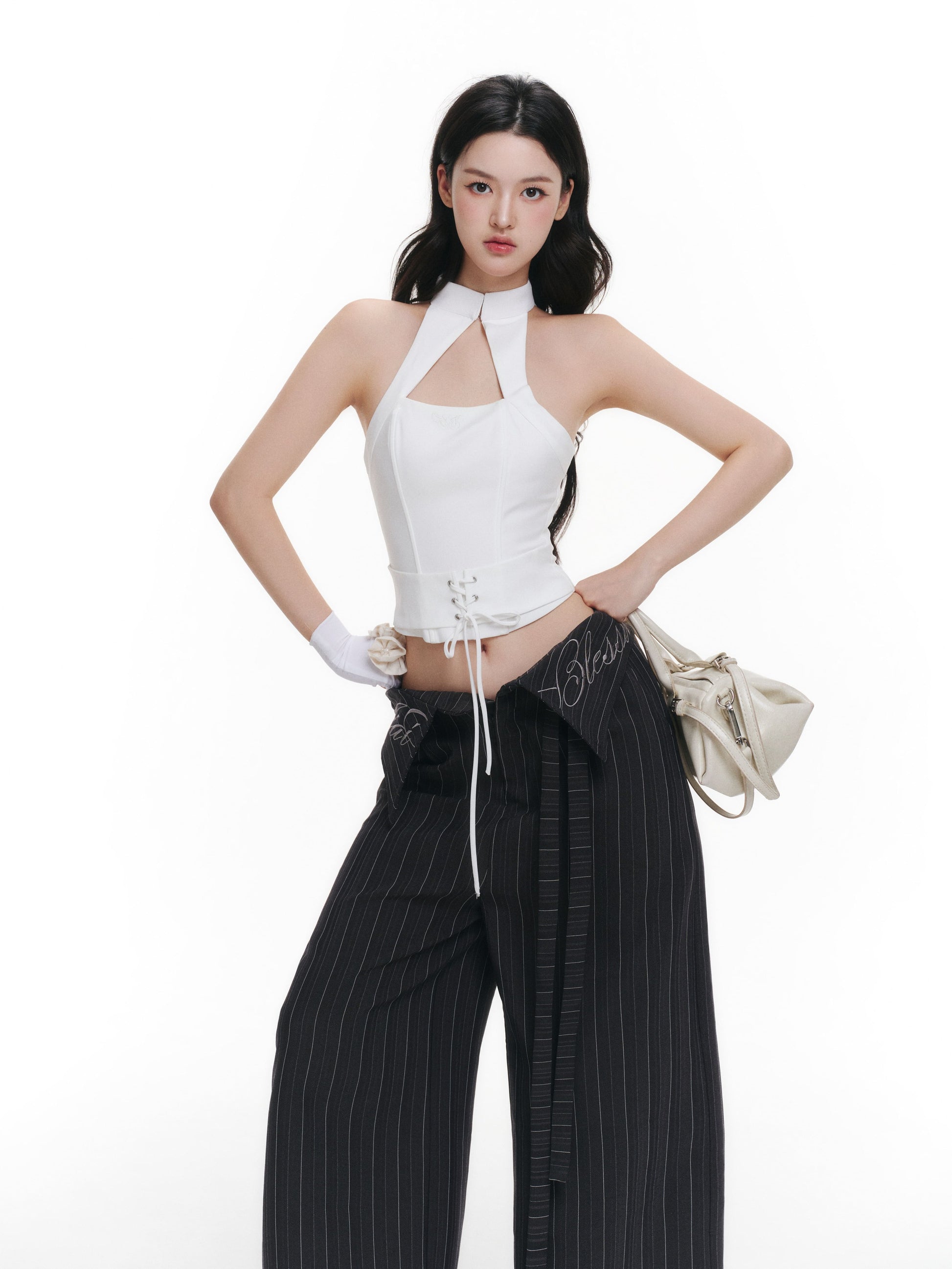 Áo Corset Cổ Yếm Cúp Ngực Thêu Logo IRENE HALTER TOP CORSET AIAI OFFICIAL