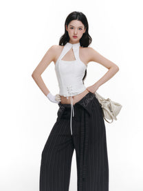 Áo Corset Cổ Yếm Cúp Ngực Thêu Logo IRENE HALTER TOP CORSET AIAI OFFICIAL