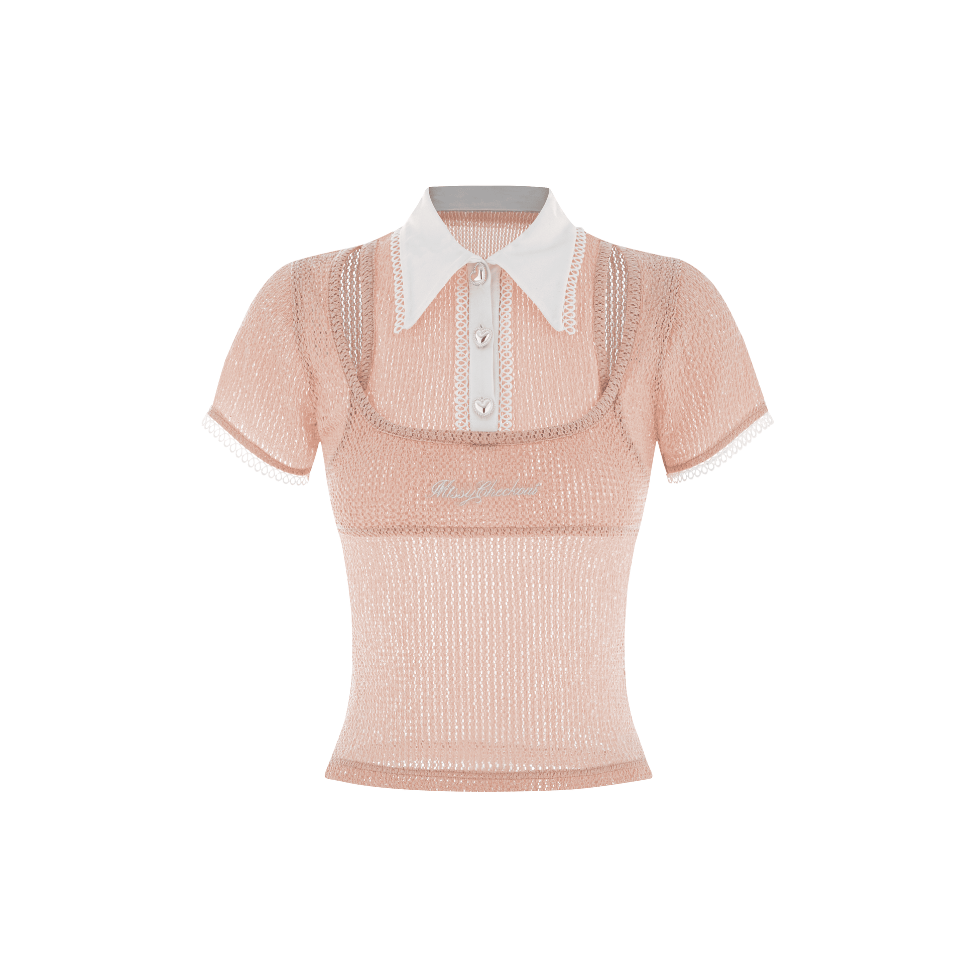 Áo Polo Nữ Tay Ngắn Cổ Sơ Mi Phối Ren Josie Polo Shirt AIAI OFFICIAL – Thêu Chữ Nổi Bật, Khuy Hoa 3D Xinh Xắn