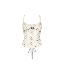 KATIE KIM CORSET Áo Corset Chấm Bi 2 Dây Nhún Ngực Phối Dây Đan AIAI OFFICIAL