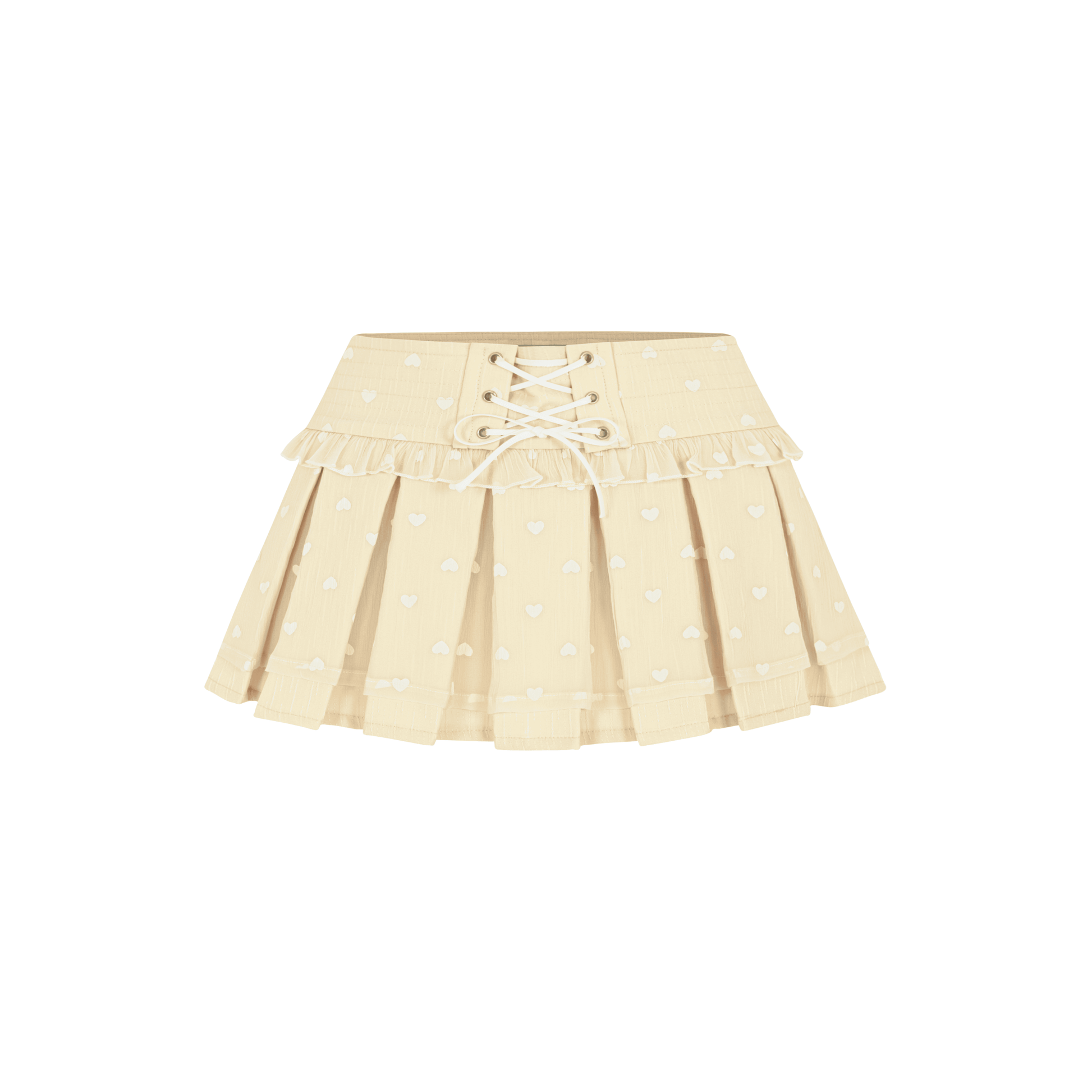 LUCY RAE SKIRT Chân Váy Xếp Ly Tầng Xòe Phối Voan Chấm Bi Tim AIAI OFFICIAL