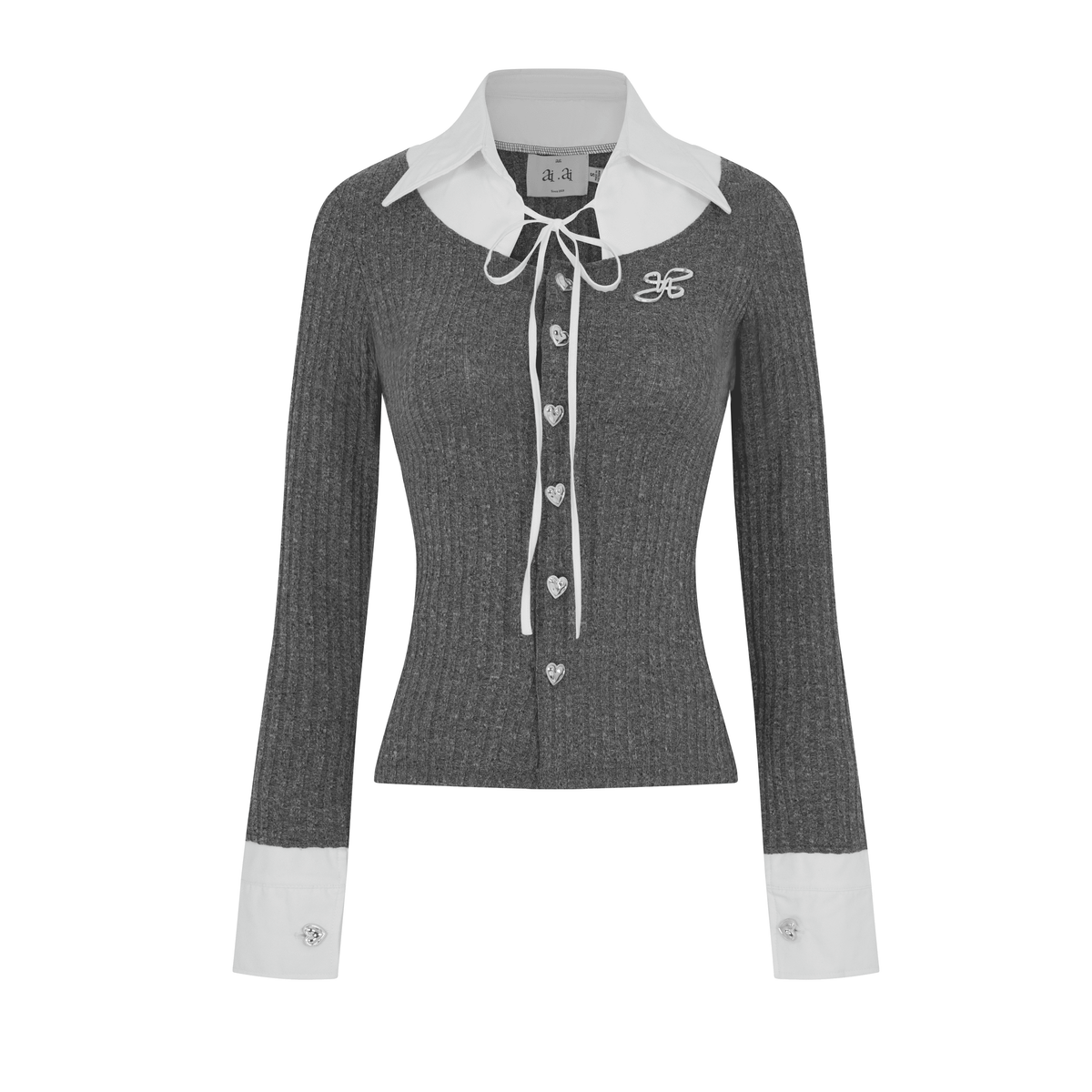"Ledi" Collar Cardigan AIAI OFFICIAL - Áo cardigan phối cổ sơ mi form ôm tôn dáng