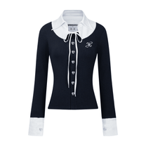 "Ledi" Collar Cardigan AIAI OFFICIAL - Áo cardigan phối cổ sơ mi form ôm tôn dáng