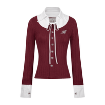 "Ledi" Collar Cardigan AIAI OFFICIAL - Áo cardigan phối cổ sơ mi form ôm tôn dáng