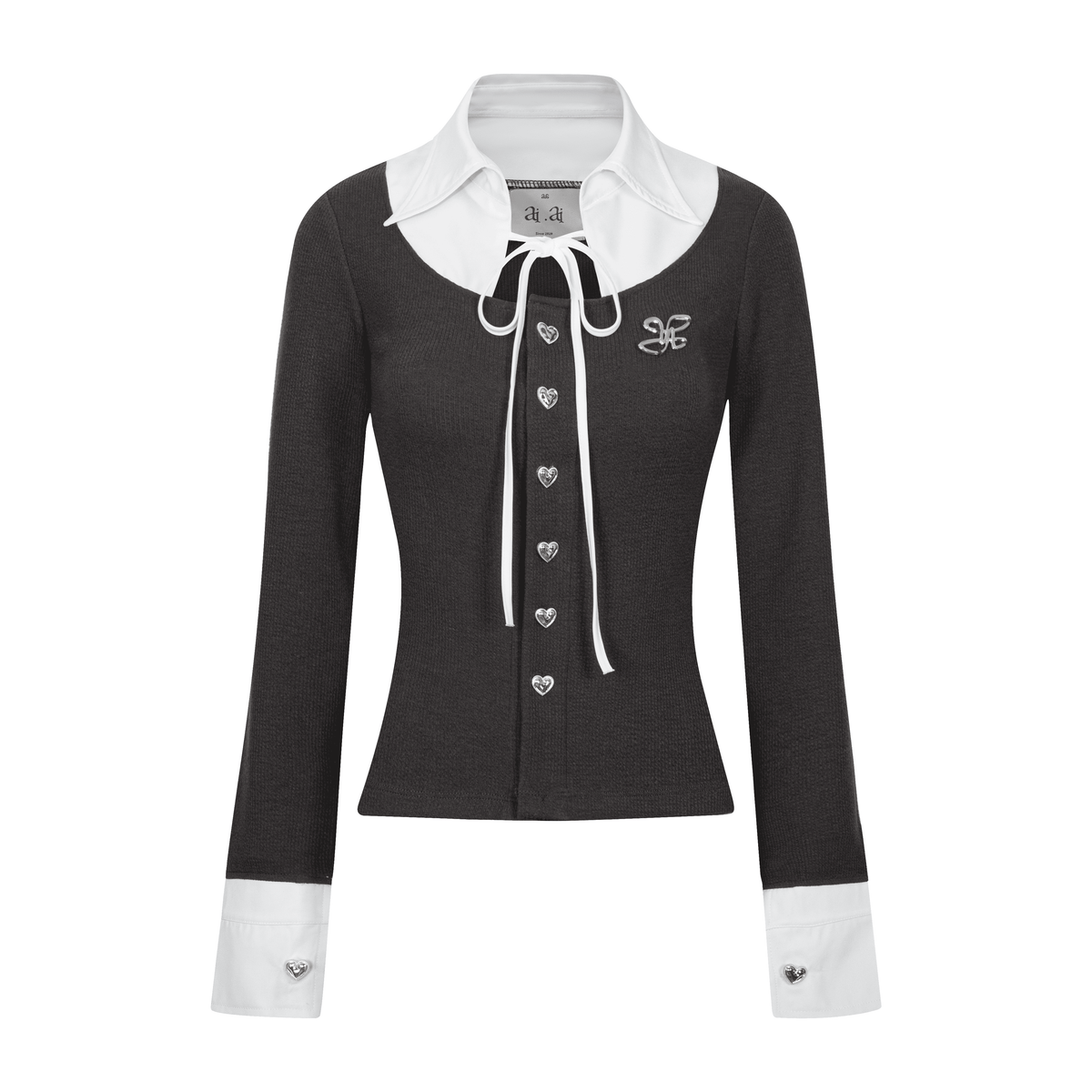 "Ledi" Collar Cardigan AIAI OFFICIAL - Áo cardigan phối cổ sơ mi form ôm tôn dáng