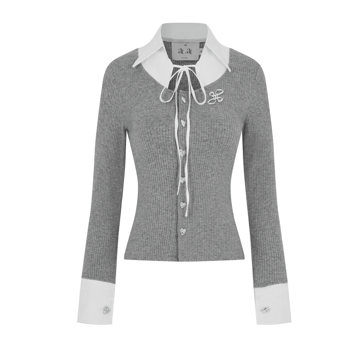 "Ledi" Collar Cardigan AIAI OFFICIAL - Áo cardigan phối cổ sơ mi form ôm tôn dáng