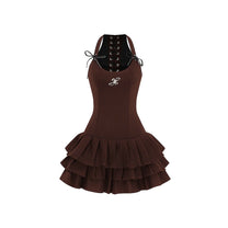 Đầm 2 Dây Xòe Tầng Liliana Dress AIAI OFFICIAL phối dây đan lưng đính đá và logo kim loại