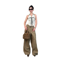 AIAI OFFICIAL &quot;Out of Office&quot; Trousers - Quần dài ống rộng &quot; Out of Office &quot; cạp trễ kẻ sọc thêu logo (kèm thắt lưng)
