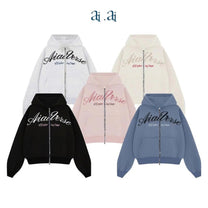 "Miukiway" Boxy Hoodie AIAI OFFICIAL - Áo hoodie zip nỉ 2 da in hình mèo form boxy thêu logo