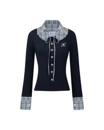 &quot;Ledi&quot; Collar Cardigan AIAI OFFICIAL - Áo cardigan phối cổ sơ mi form ôm tôn dáng