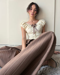 Quần Sọc Ống Rộng Lưng Gập Cạp Trễ SS26 Fold Waist Striped Wide Trousers Aiai Official