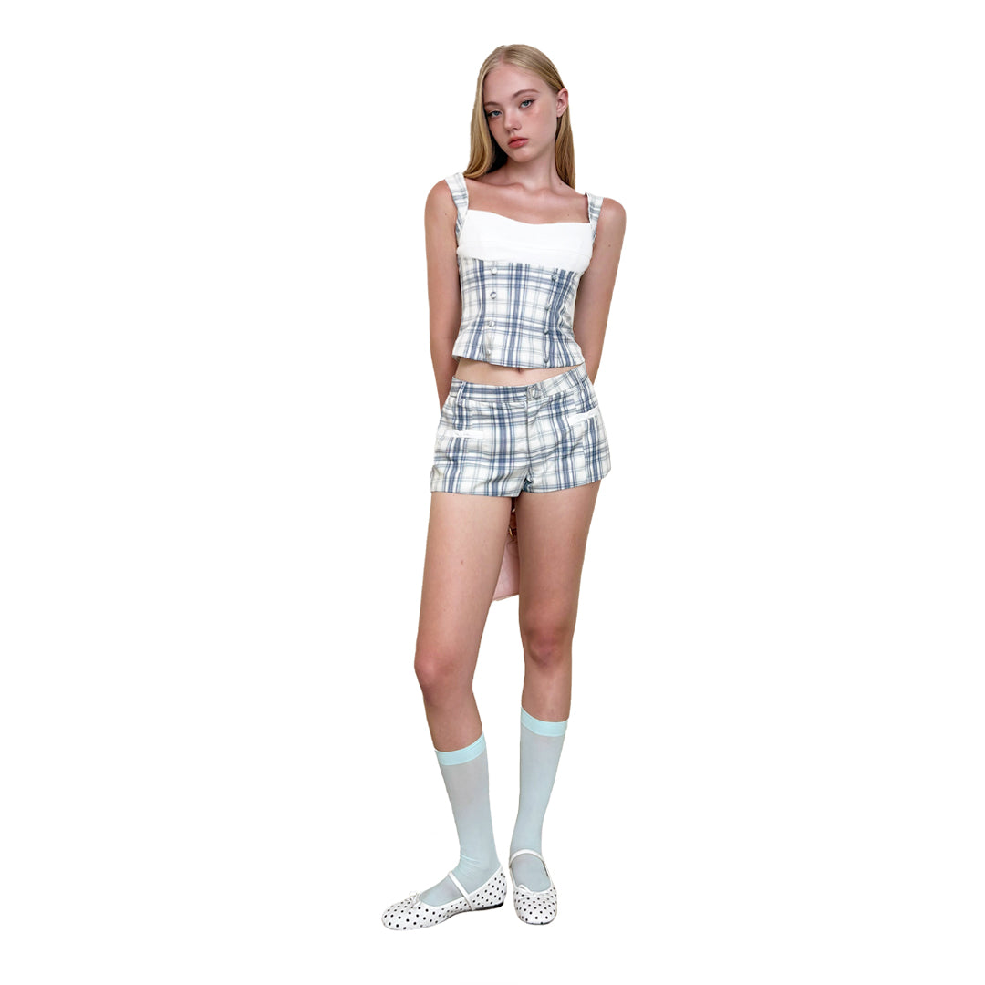 Set Áo Corset Phối Cúp Ngực và Quần Short Cạp Trễ Form Ôm Vừa Heather Corset Set