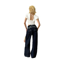 Áo Croptop Cổ V Tay Phồng Phối Ren Marina Top AIAI OFFICIAL | Áo Nữ Dáng Ngắn Cổ Thủy Thủ
