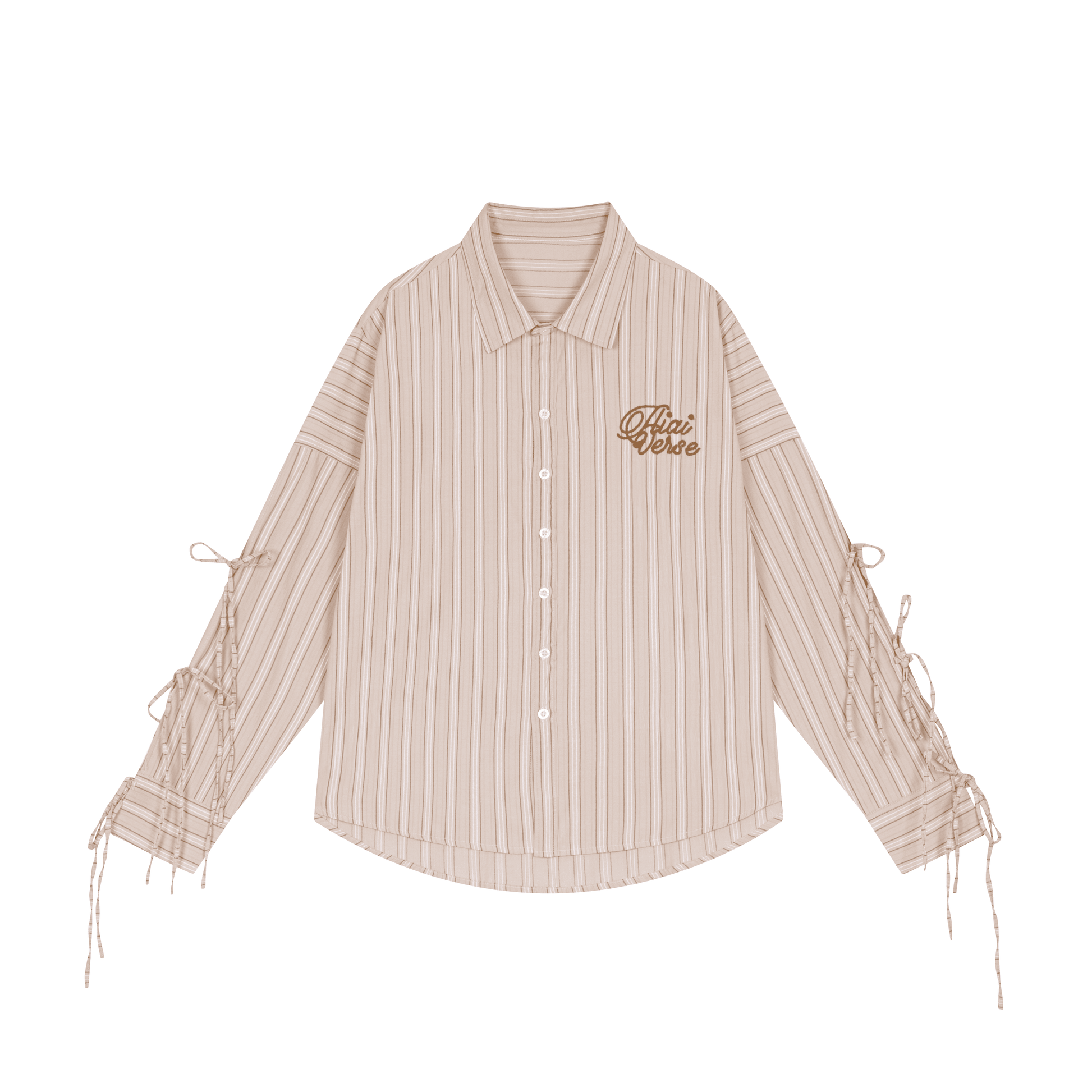 Áo Sơ Mi Tay Dài Cột Nơ Form Rộng Sọc Logo Thêu &amp; In Lưng AIAI Season Shirt