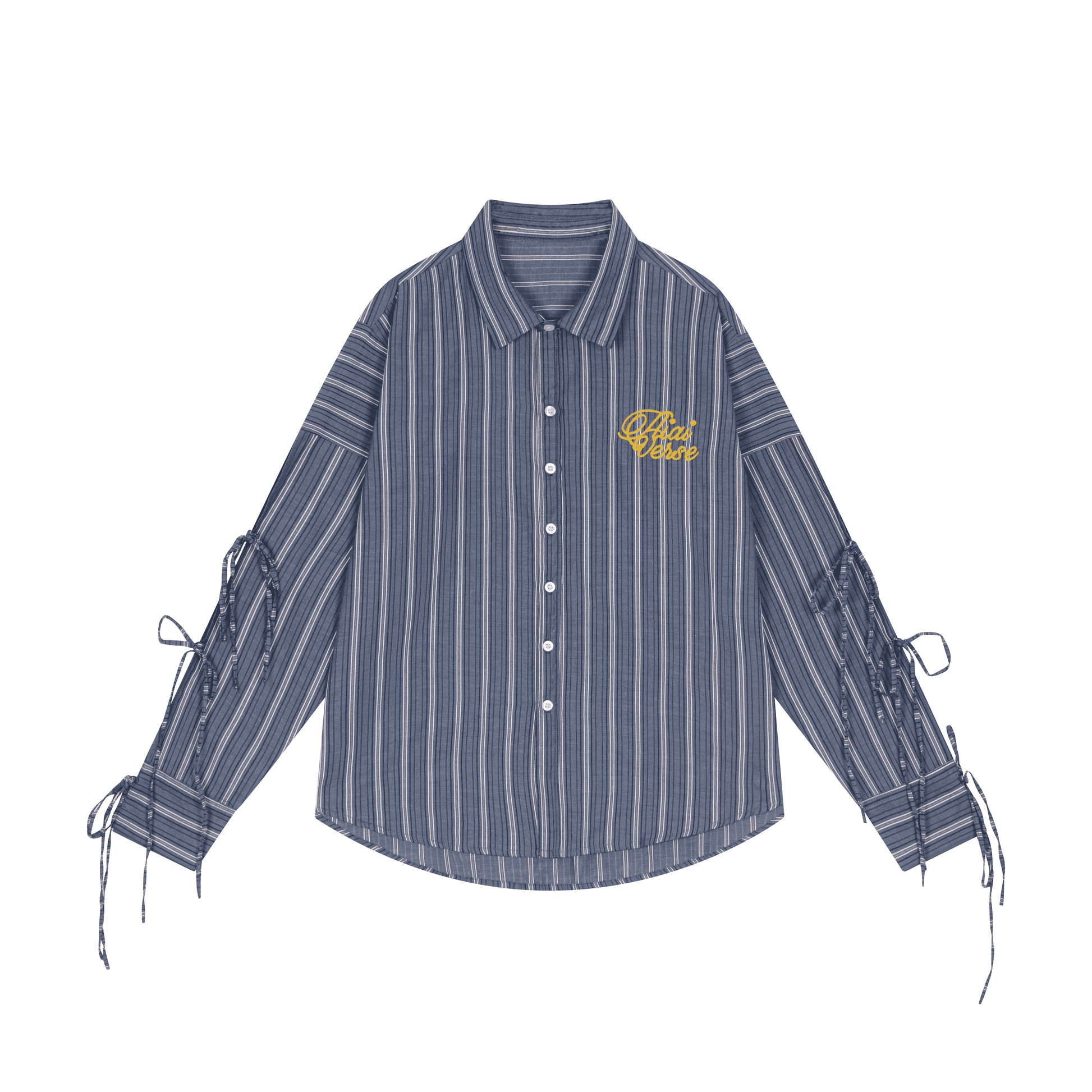 Áo Sơ Mi Tay Dài Cột Nơ Form Rộng Sọc Logo Thêu &amp; In Lưng AIAI Season Shirt