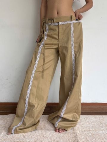 Quần Dài Ống Rộng Phối Ren Cạp Trễ HAZEL TROUSERS AIAI OFFICIAL