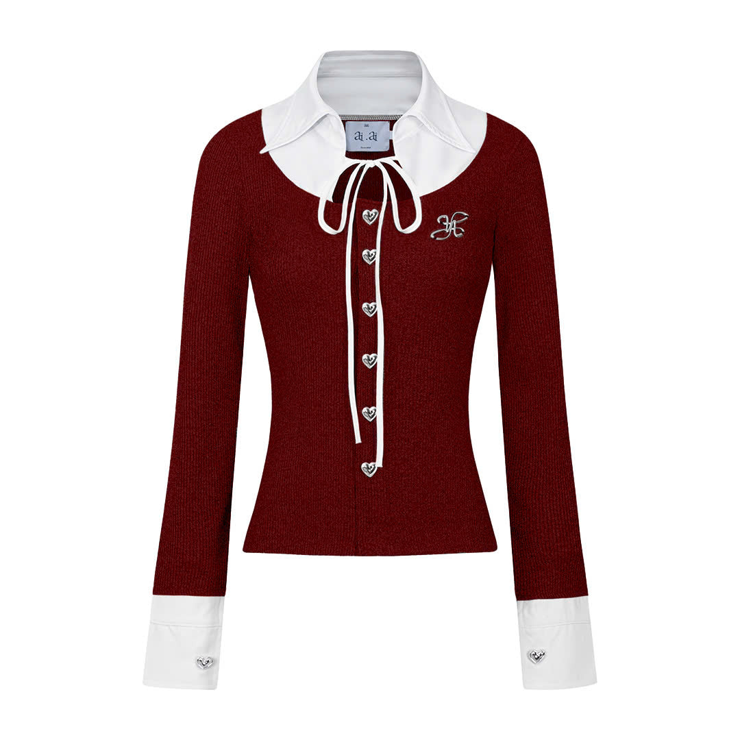 "Ledi" Collar Cardigan AIAI OFFICIAL - Áo cardigan phối cổ sơ mi form ôm tôn dáng