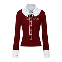"Ledi" Collar Cardigan AIAI OFFICIAL - Áo cardigan phối cổ sơ mi form ôm tôn dáng