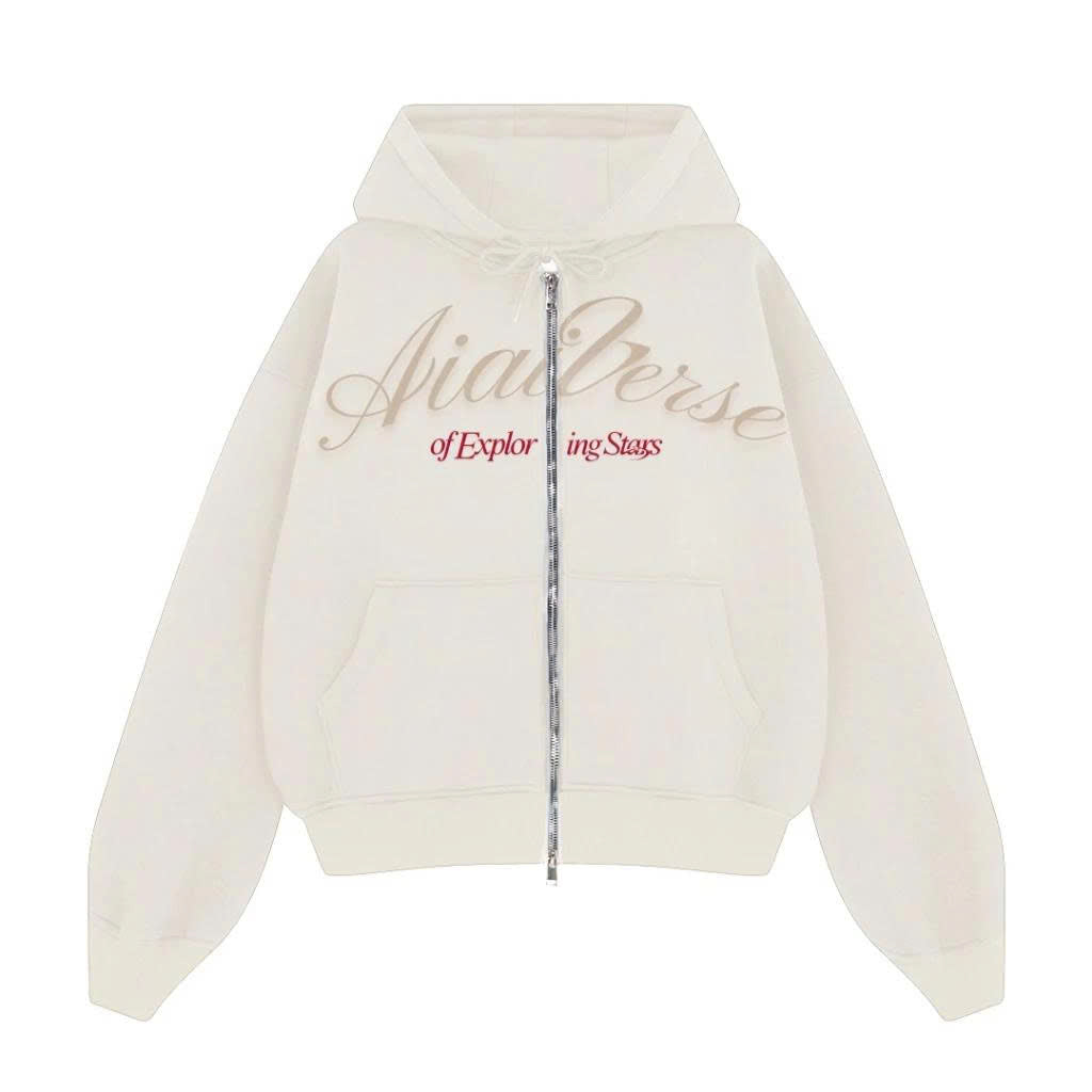 "Miukiway" Boxy Hoodie AIAI OFFICIAL - Áo hoodie zip nỉ 2 da in hình mèo form boxy thêu logo