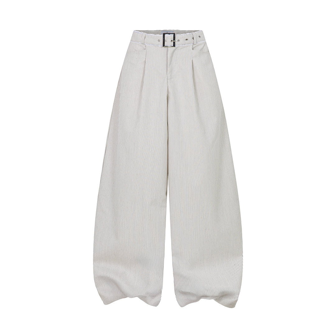 AIAI OFFICIAL &quot;Out of Office&quot; Trousers - Quần dài ống rộng &quot; Out of Office &quot; cạp trễ kẻ sọc thêu logo (kèm thắt lưng)