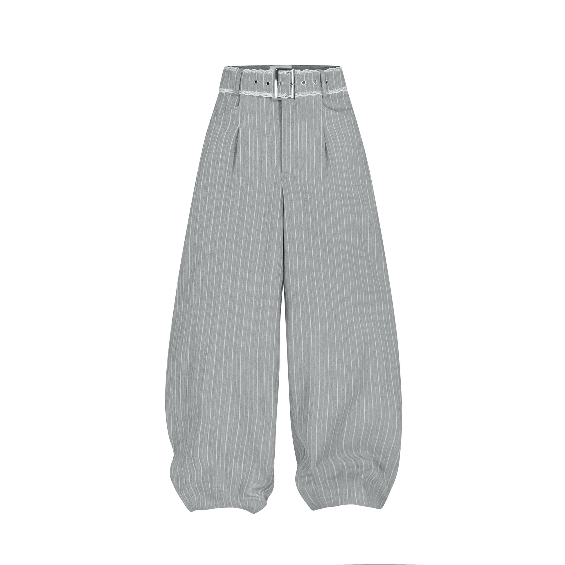 AIAI OFFICIAL &quot;Out of Office&quot; Trousers - Quần dài ống rộng &quot; Out of Office &quot; cạp trễ kẻ sọc thêu logo (kèm thắt lưng)